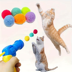 Interactive Launcher Cat Toy + 20 Plush Balls for Cat & Dog Training