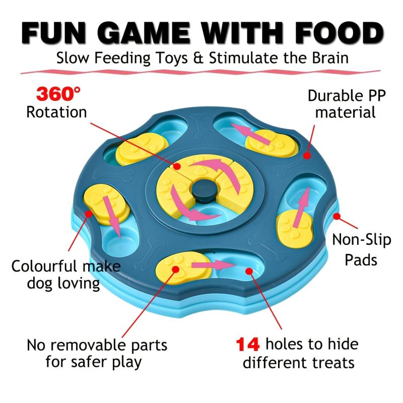 Interactive Dog Toy Treat Dispenser Slow Feeder Bowl for Training & Amusement