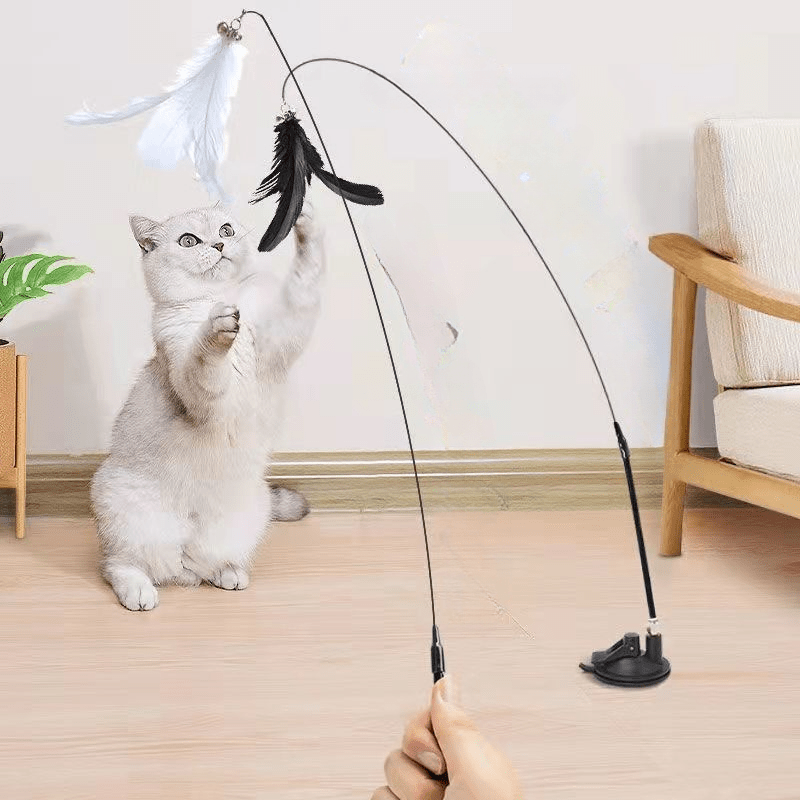 Interactive Cat Toy with Feather Teaser Bells and Spacers