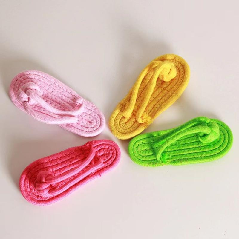 Durable Pet Toy for Teeth Cleaning, Dog Slippers Chew Rope Knot