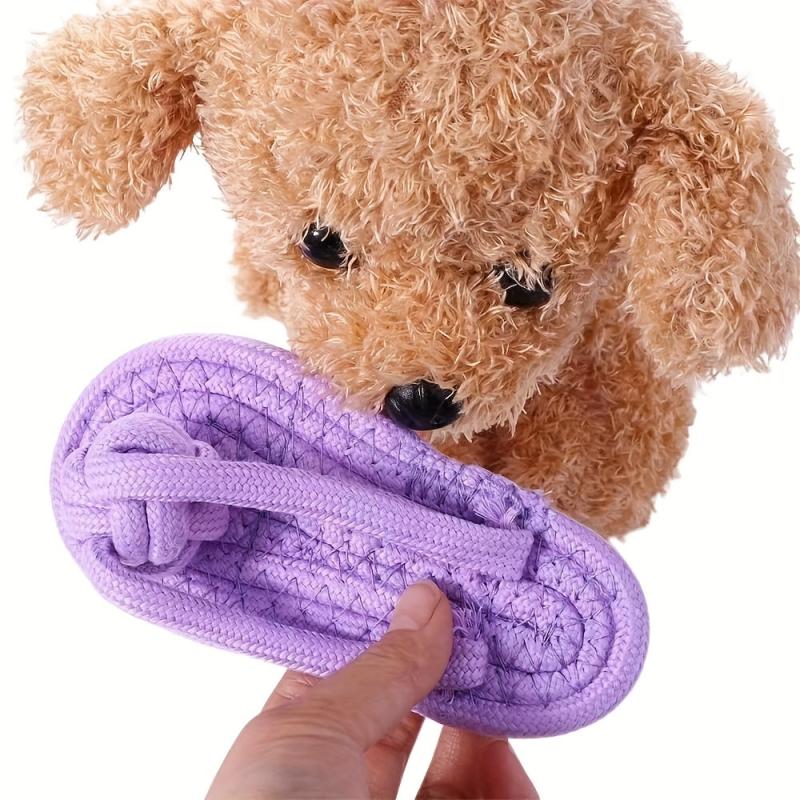 Durable Pet Toy for Teeth Cleaning, Dog Slippers Chew Rope Knot