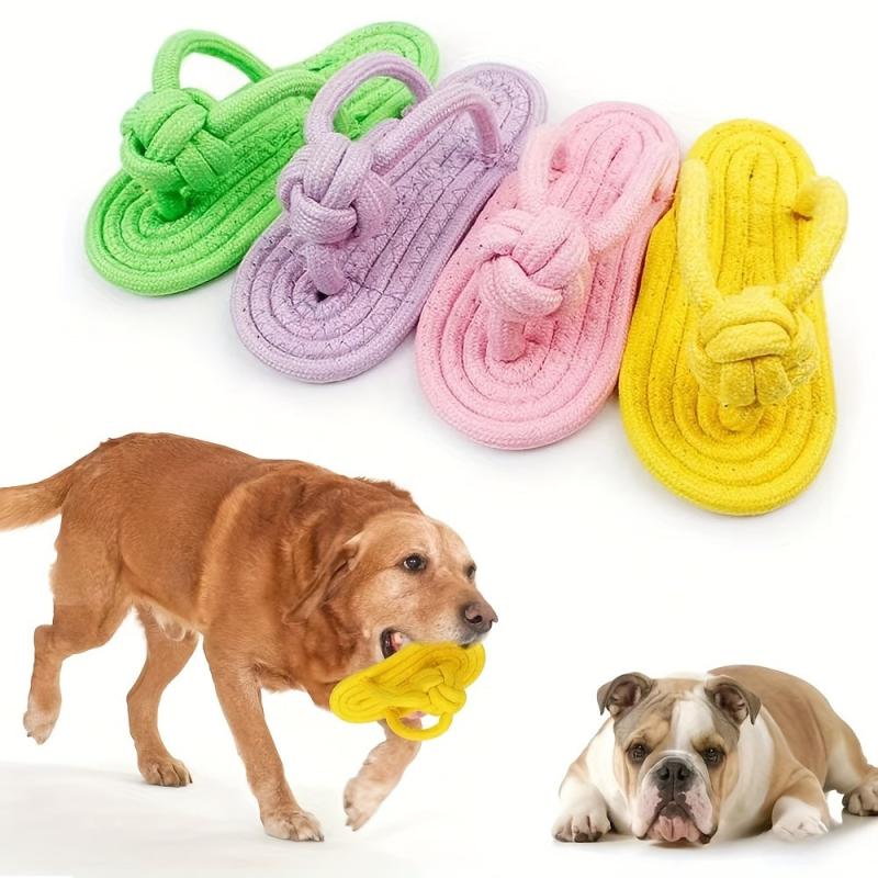 Durable Pet Toy for Teeth Cleaning, Dog Slippers Chew Rope Knot
