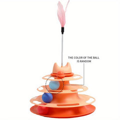 3-Layer Interactive Cat Toy Turntable Track Tower Teaser Dish