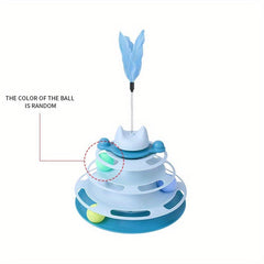 3-Layer Interactive Cat Toy Turntable Track Tower Teaser Dish