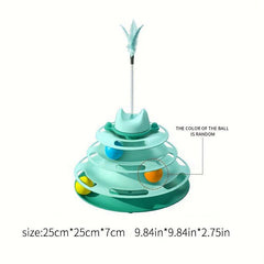 3-Layer Interactive Cat Toy Turntable Track Tower Teaser Dish