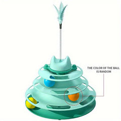 3-Layer Interactive Cat Toy Turntable Track Tower Teaser Dish
