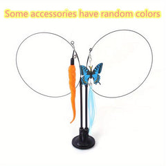 Cat Feather Wand Toy with Double Headed Suction Cup