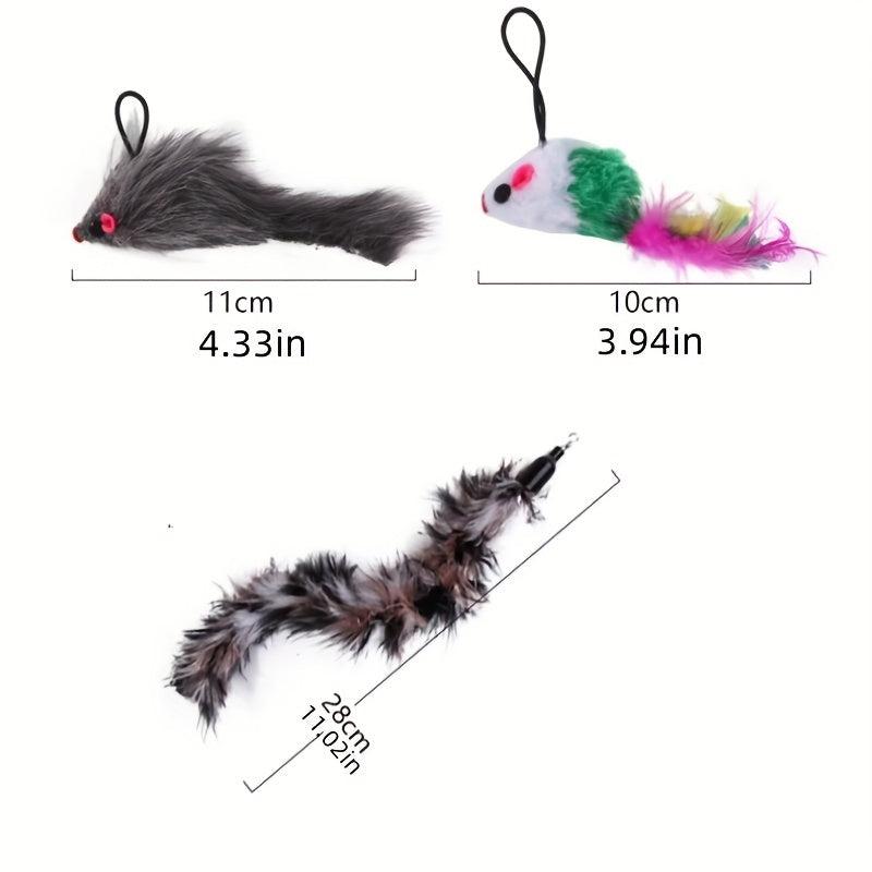 Cat Feather Wand Toy with Double Headed Suction Cup
