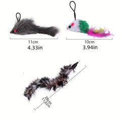 Cat Feather Wand Toy with Double Headed Suction Cup