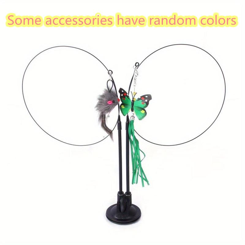 Cat Feather Wand Toy with Double Headed Suction Cup