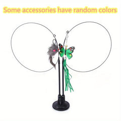 Cat Feather Wand Toy with Double Headed Suction Cup
