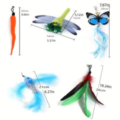 Cat Feather Wand Toy with Double Headed Suction Cup