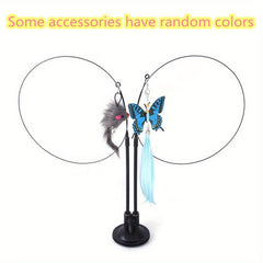 Cat Feather Wand Toy with Double Headed Suction Cup