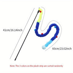 Interactive Cat Teaser Toy Plush Strip with Teasing Stick