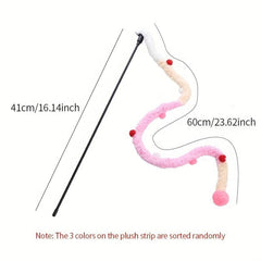 Interactive Cat Teaser Toy Plush Strip with Teasing Stick
