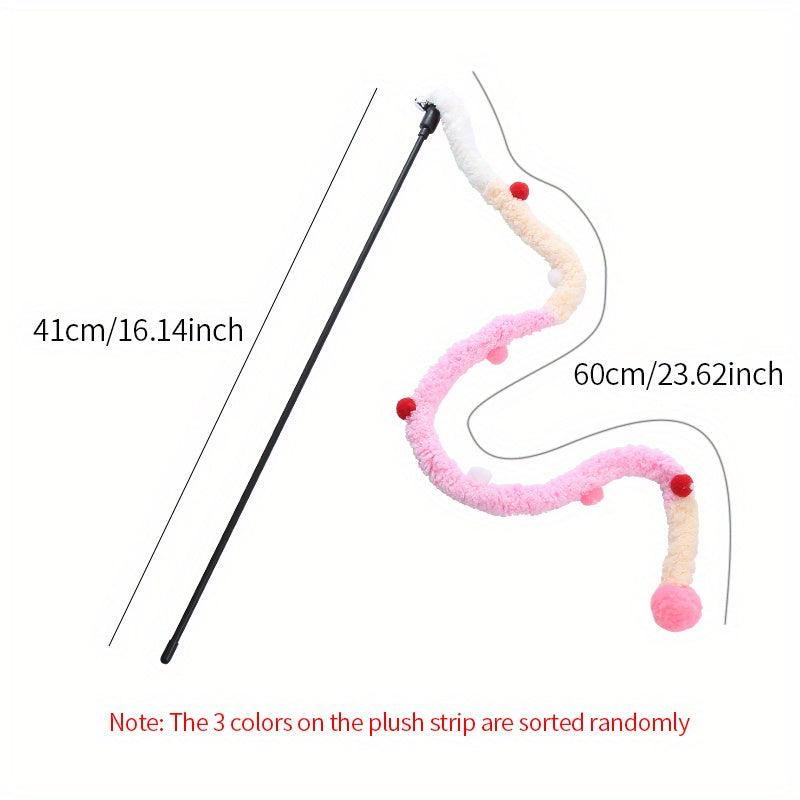 Interactive Cat Teaser Toy Plush Strip with Teasing Stick