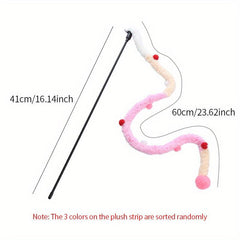 Interactive Cat Teaser Toy Plush Strip with Teasing Stick