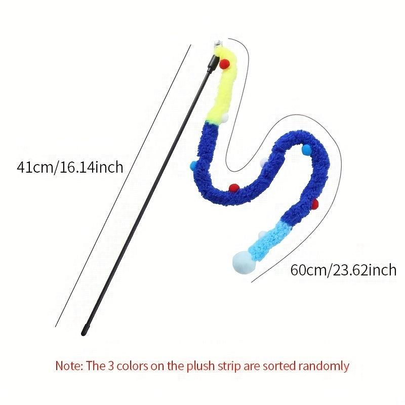 Interactive Cat Teaser Toy Plush Strip with Teasing Stick