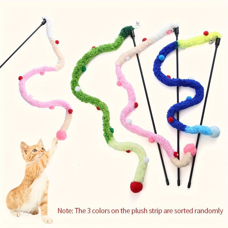 Interactive Cat Teaser Toy Plush Strip with Teasing Stick