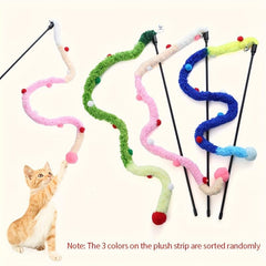 Interactive Cat Teaser Toy Plush Strip with Teasing Stick