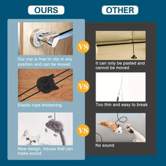 Interactive Plush Cat Teaser Toy Retractable Wand Cage Hanging Exercise Play
