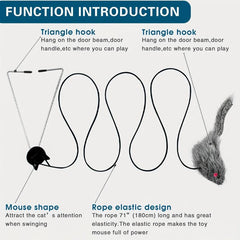 Interactive Plush Cat Teaser Toy Retractable Wand Cage Hanging Exercise Play