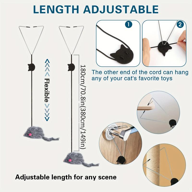 Interactive Plush Cat Teaser Toy Retractable Wand Cage Hanging Exercise Play