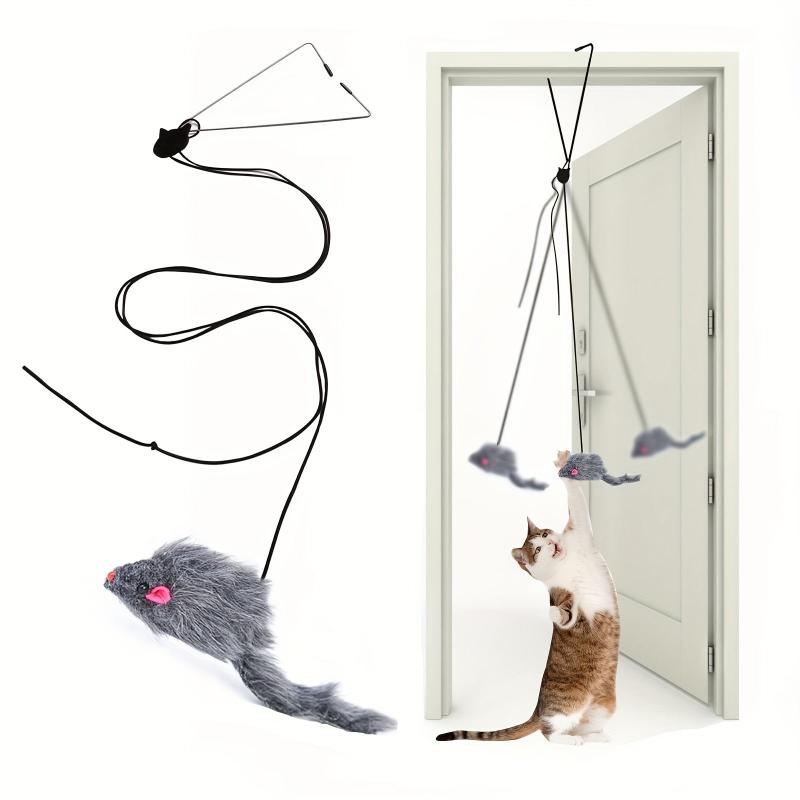 Interactive Plush Cat Teaser Toy Retractable Wand Cage Hanging Exercise Play