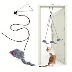 Interactive Plush Cat Teaser Toy Retractable Wand Cage Hanging Exercise Play