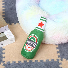 Squeaky Dog Plush Toy Beer Bottle Shape Bite Resistant