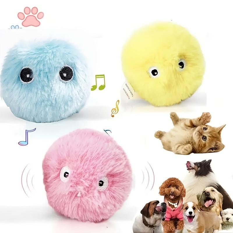 Interactive Cat Plush Toy Ball Fun Training Toy with Squeaky Sound