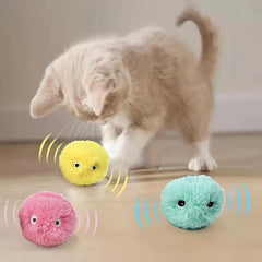 Interactive Cat Plush Toy Ball Fun Training Toy with Squeaky Sound
