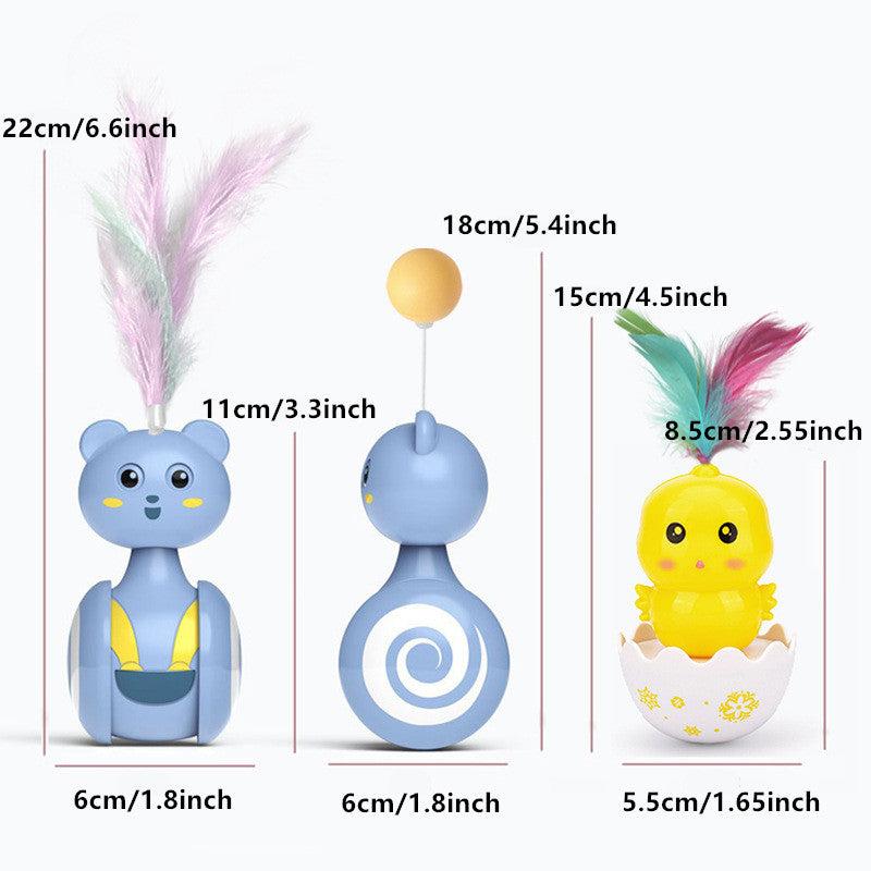 Interactive Cat Toy Tumbler Ball & Feather Stick