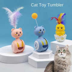 Interactive Cat Toy Tumbler Ball & Feather Stick