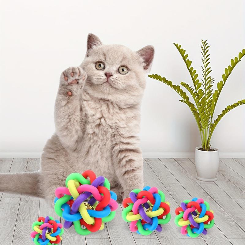 Colorful Woven Ball with Bell Sound for Teeth Cleaning & Training
