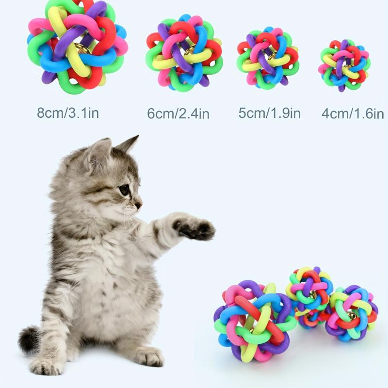 Colorful Woven Ball with Bell Sound for Teeth Cleaning & Training