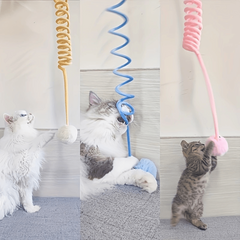 Interactive Cat Toy Hanging Spring Ball Pom Pom Funny Pet Fun