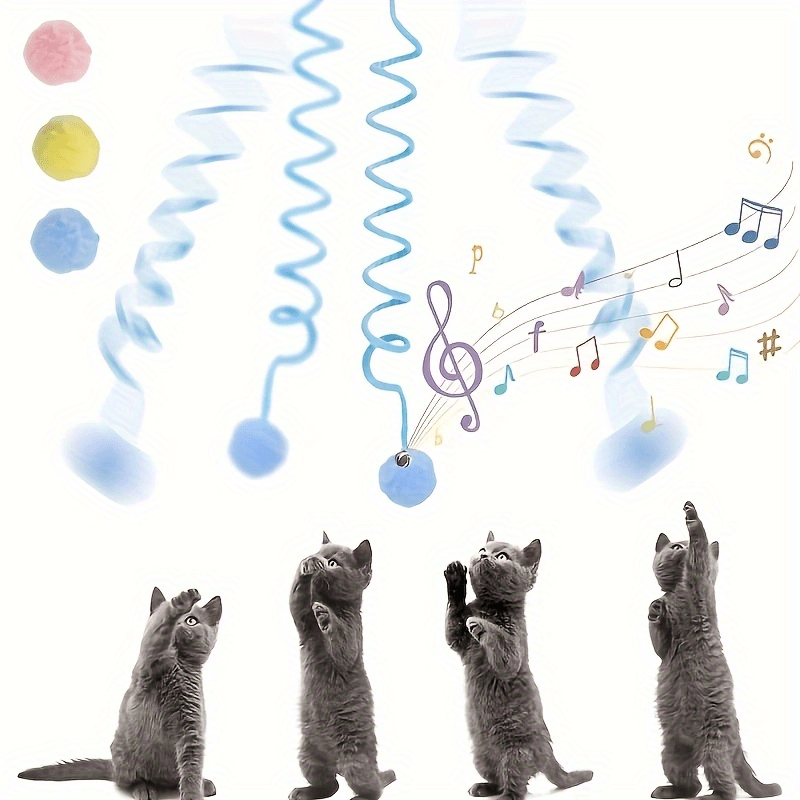Interactive Cat Toy Hanging Spring Ball Pom Pom Funny Pet Fun