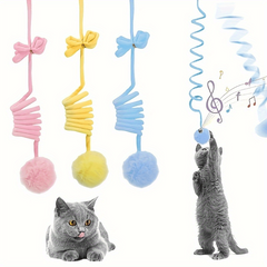 Interactive Cat Toy Hanging Spring Ball Pom Pom Funny Pet Fun