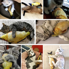 Plush Fish Shaped Cat Chew Toy Interactive Cat Pillow