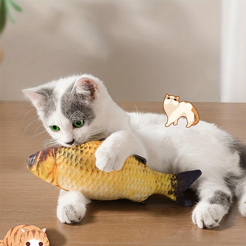 Plush Fish Shaped Cat Chew Toy Interactive Cat Pillow