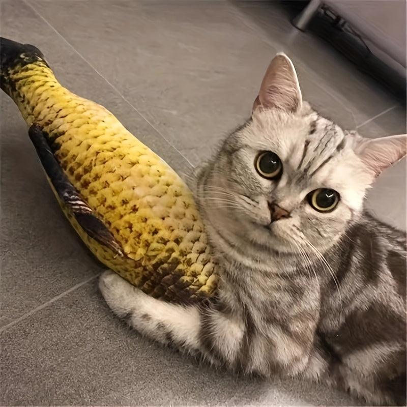 Plush Fish Shaped Cat Chew Toy Interactive Cat Pillow