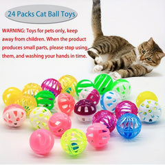 24pcs Random Cat Toy Set Bell Ball Indoor Outdoor Activities