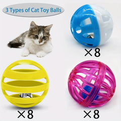 24pcs Random Cat Toy Set Bell Ball Indoor Outdoor Activities