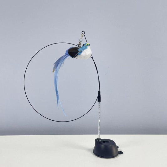 Interactive Cat Teaser Stick with Suction Cup Bell Feather Toy