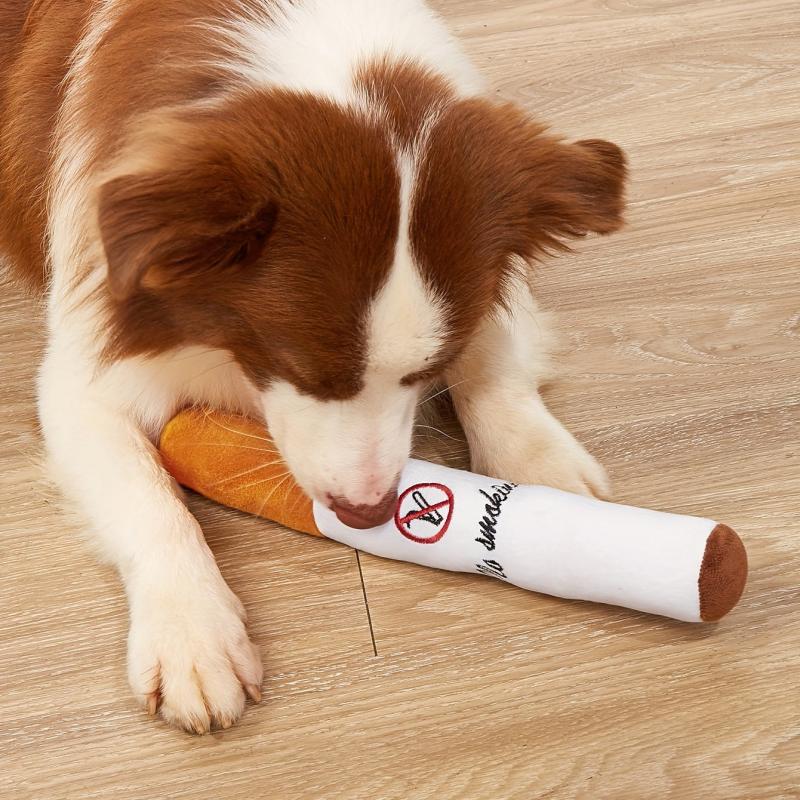 No Smoking Pet Plush Cigarette Shape Toy For Dogs And Cats