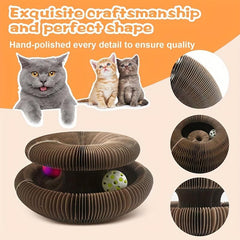 Foldable Cat Scratch Board Toy With Bell Ball And Glass Ball