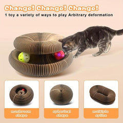 Foldable Cat Scratch Board Toy With Bell Ball And Glass Ball