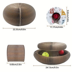 Foldable Cat Scratch Board Toy With Bell Ball And Glass Ball