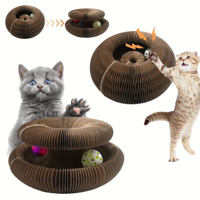 Foldable Cat Scratch Board Toy With Bell Ball And Glass Ball